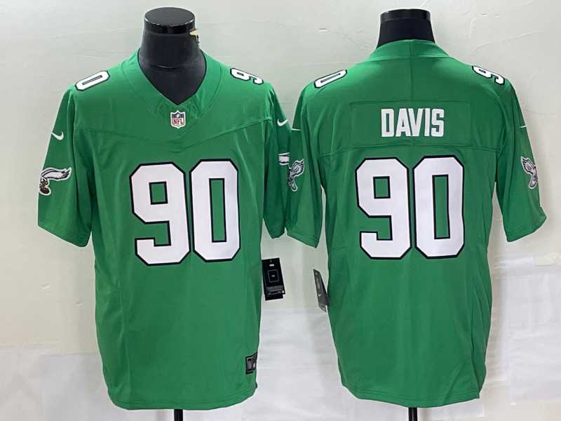 Mens Philadelphia Eagles #90 Jordan Davis Green 2023 FUSE Vapor Limited Throwback Stitched Jersey->philadelphia eagles->NFL Jersey